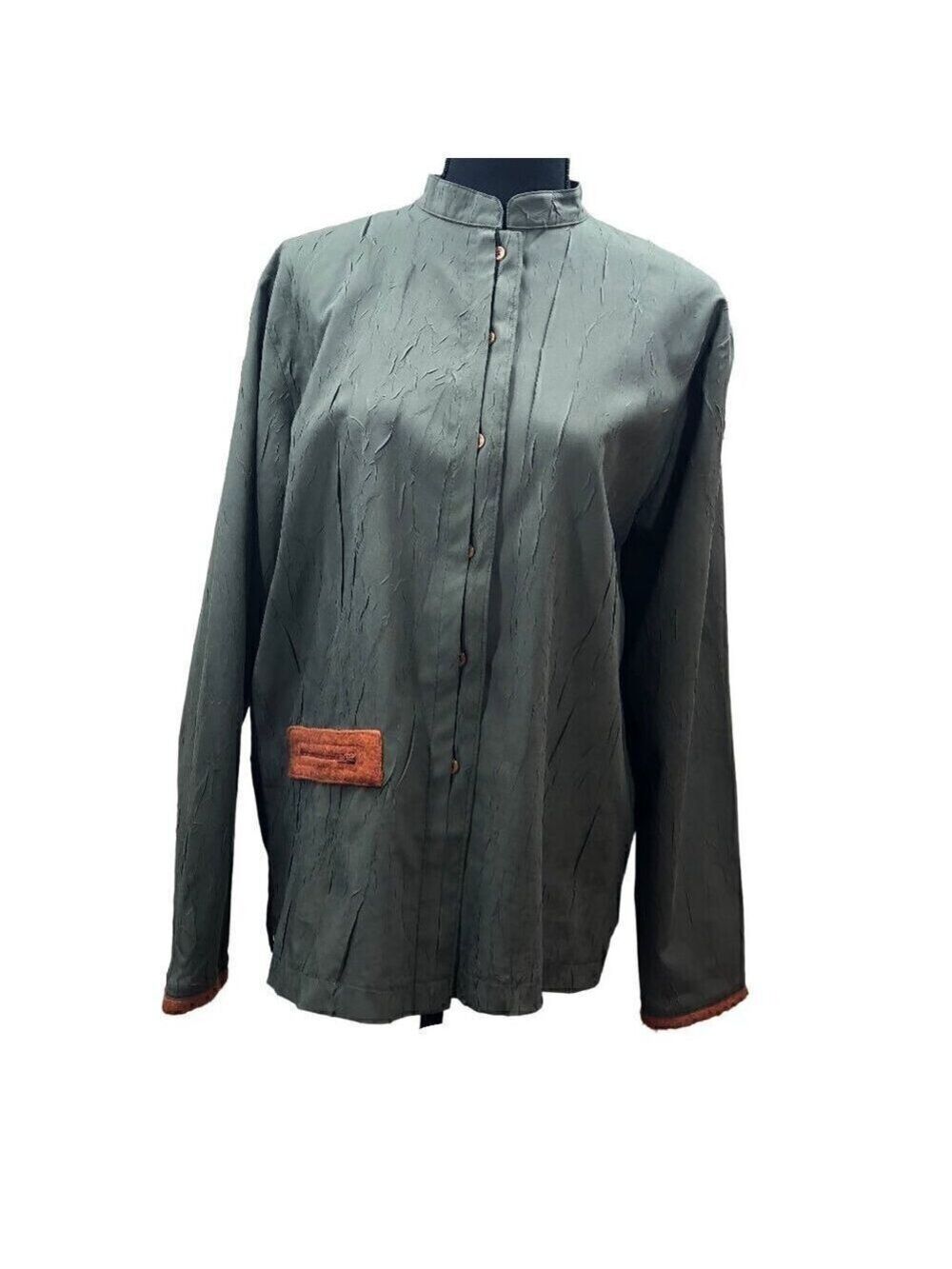 Solola from Paris Vintage Olive Green Crinkle Texture Jacket EU Size 3